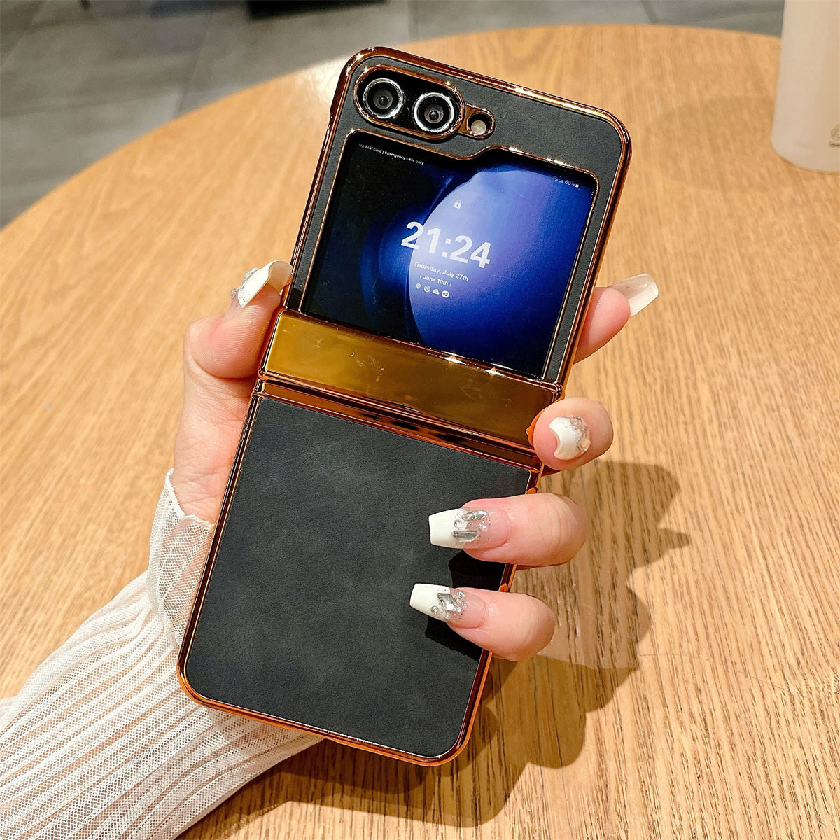 For Samsung Galaxy Z Flip5 5G Case Hinge Protection Leather+PC Phone Cover For Samsung Galaxy Z Flip5 5G Case Hinge Protection Leather+PC Phone Cover